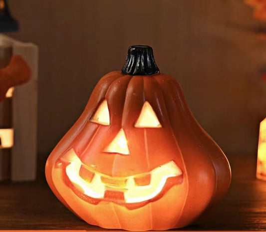 Halloween Decorations Clearance! Halloween LED Light up Pumpkins Fall Decorations, 9.44" X 7.87" Resin Waterproof Jack O Latern Lamp, Home Table Top Porch Props Decor for Yard Garden Indoor Outdoor
